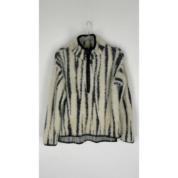 Anthropologie Cindy Eyelash Half Zip Pullover Sweater Womens XS Black Cream - Picture 5 of 13